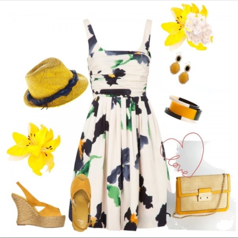 Moschino sleeveless cotton dress with flowers, with bow tie on the back